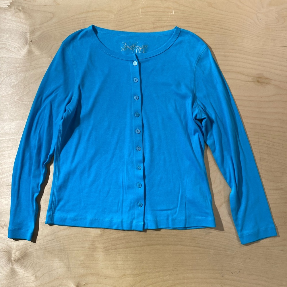 2 A Tee Blue Button-Up Cardigan PL (QK)
